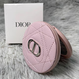 DIOR 迪奧 粉色皮革雙面鏡 (i1507)